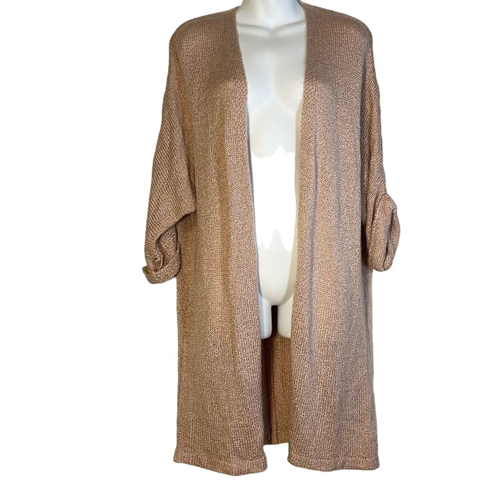 Forever 21 Blush Pink Open Knit Long Cardigan Small Oversized Boho Cozy Duster